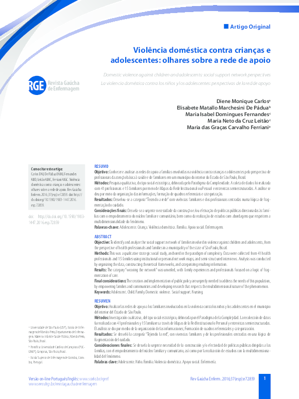 (PDF) Violência doméstica contra crianças e adolescentes prevenção e enfrentamento Marco