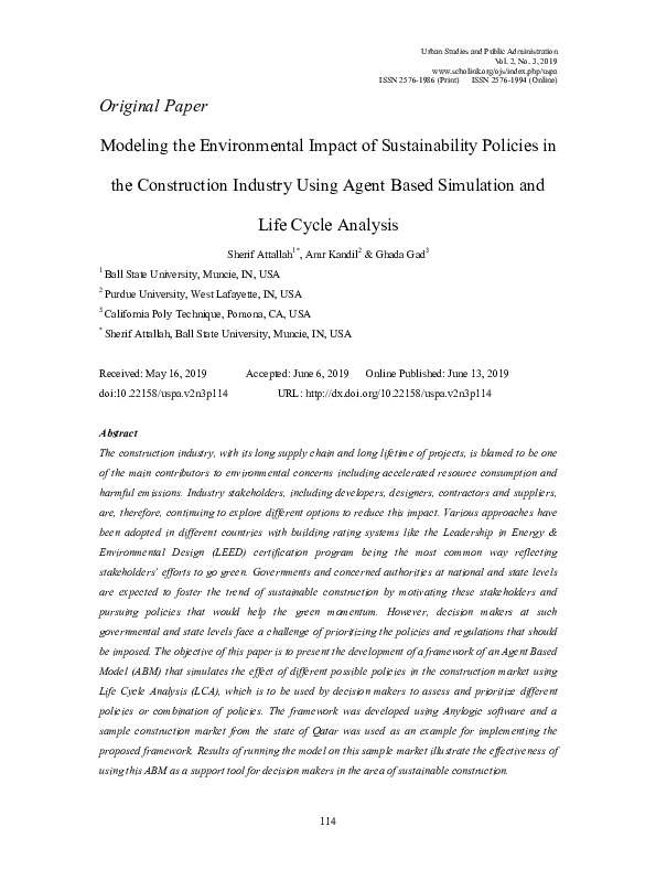 (PDF) Modeling the Environmental Impact of Sustainability Policies in ...