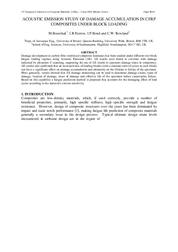 (PDF) Acoustic Emission Study of Damage Accumulation in CFRP Composites ...