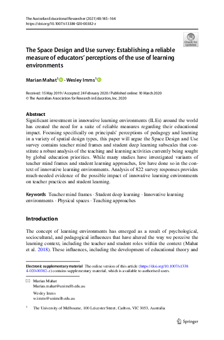 (PDF) The Space Design and Use survey: Establishing a reliable measure ...