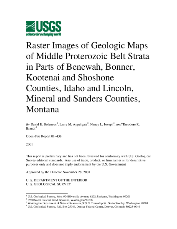 (PDF) Raster Images of Geologic Maps of Middle Proterozoic Belt strata ...