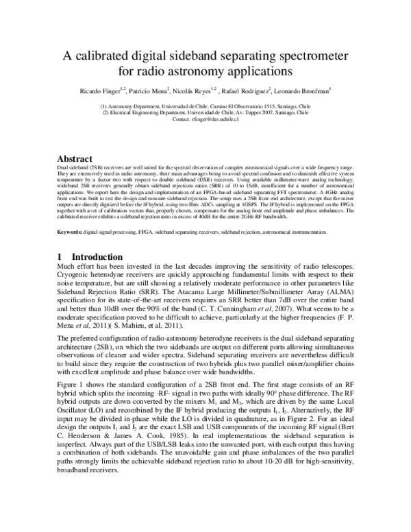 (PDF) A Calibrated Digital Sideband Separating Spectrometer for Radio ...