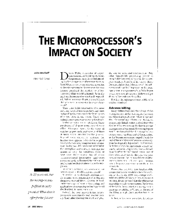 (PDF) The microprocessor's impact on society John Markoff Academia.edu