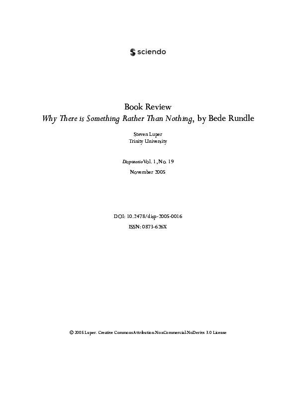 (PDF) Why there is Something rather than Nothing