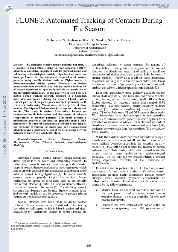 (PDF) Flunet: Automated tracking of contacts during flu season
