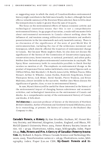 (PDF) Canada's Forests, a History. By Ken Drushka. Forest History ...