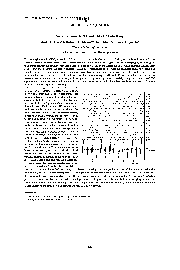 (PDF) Simultaneous EEG and fMRI made easy