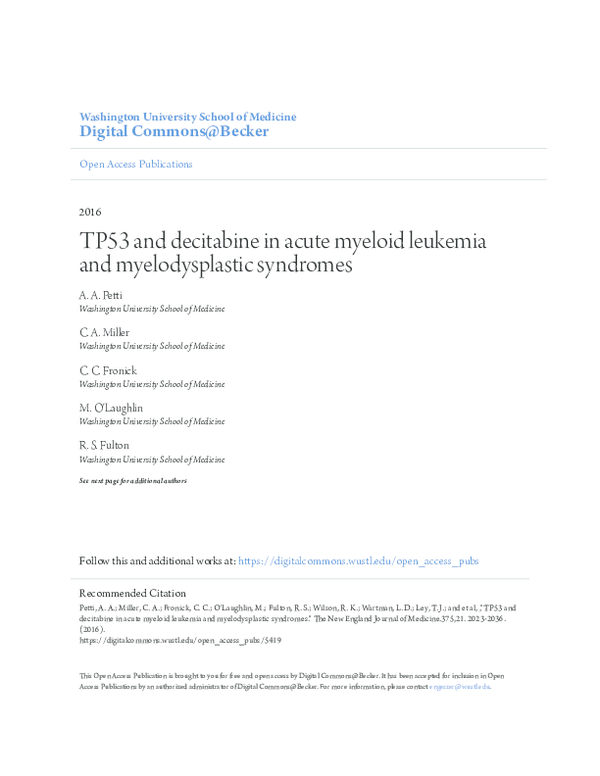 (PDF) TP53 and Decitabine in Acute Myeloid Leukemia and Myelodysplastic ...