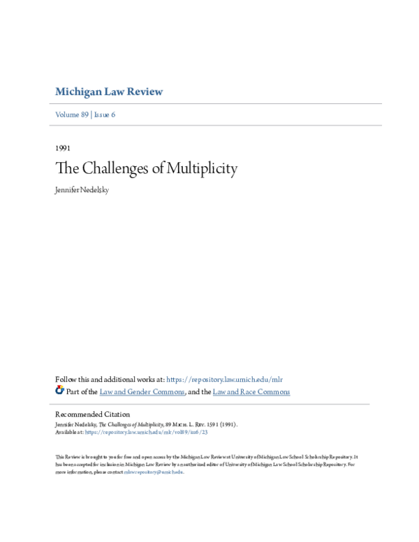 (PDF) The Challenges of Multiplicity