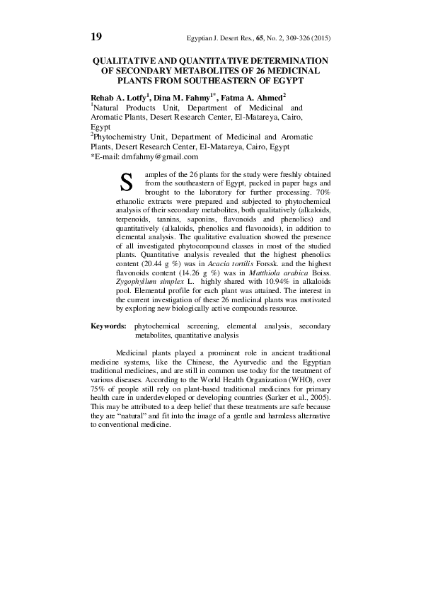 (PDF) Qualitative and Quantitative Determination of Secondary ...
