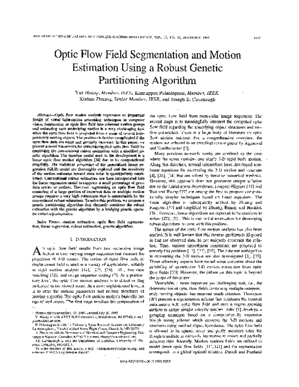 (PDF) Optic flow field segmentation and motion estimation using a ...