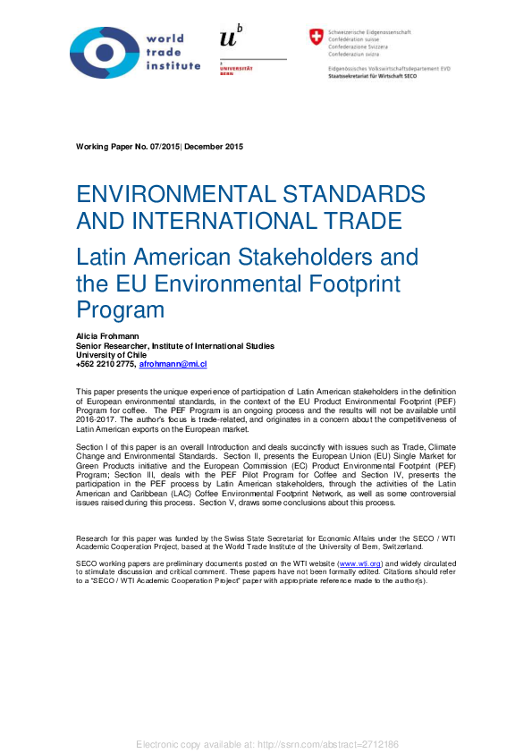(PDF) Environmental Standards and International Trade: Latin American ...