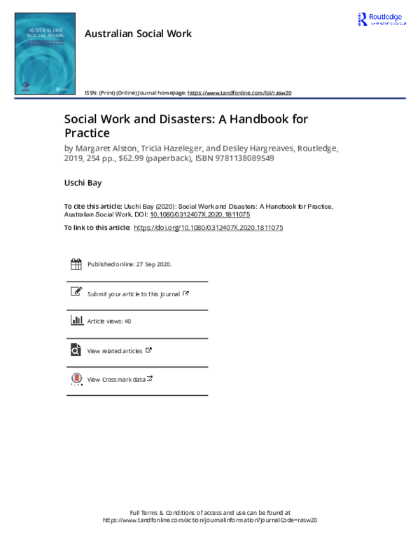 (PDF) Social Work and Disasters: A Handbook for Practice