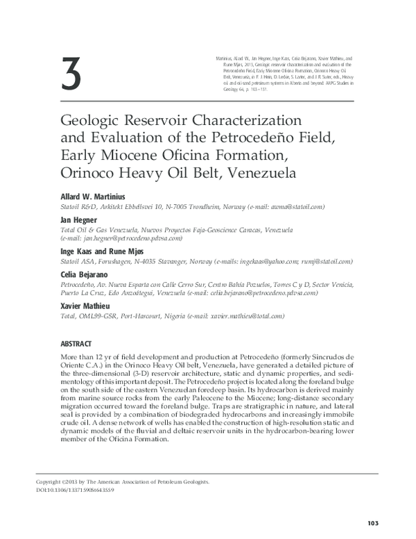 (PDF) Geologic Reservoir Characterization and Evaluation of the ...