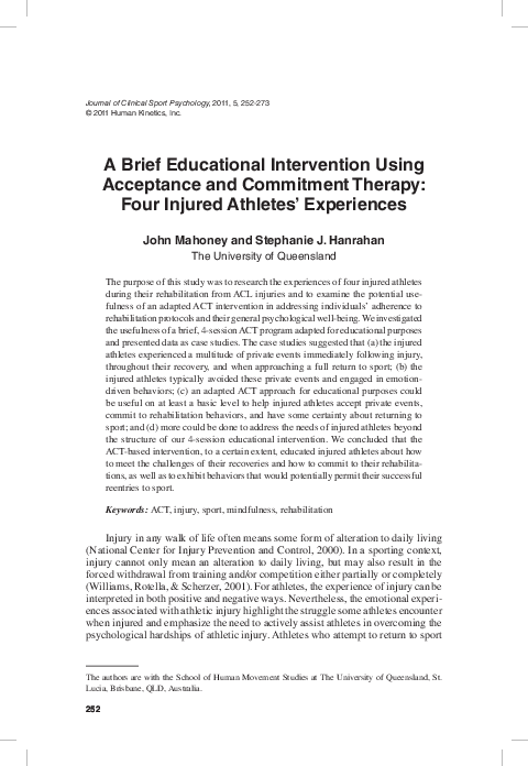 (PDF) A Brief Educational Intervention Using Acceptance and Commitment ...
