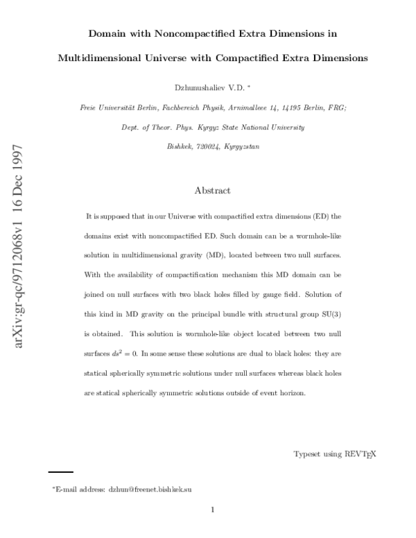 (PDF) Domain with Noncompactified Extra Dimensions in Multidimensional ...