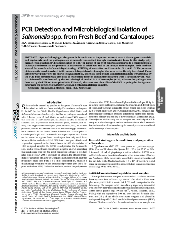 (PDF) PCR Detection and Microbiological Isolation of Salmonella spp ...