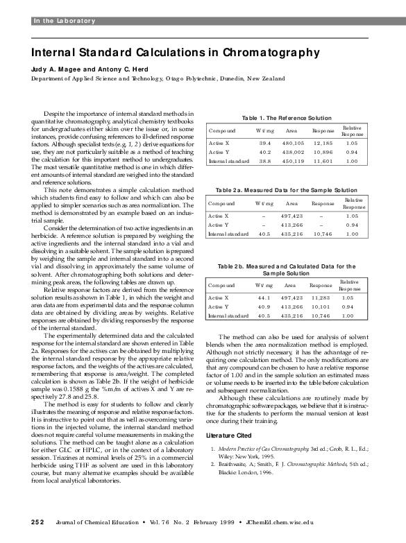 (PDF) Internal Standard Calculations in Chromatography Judy Magee