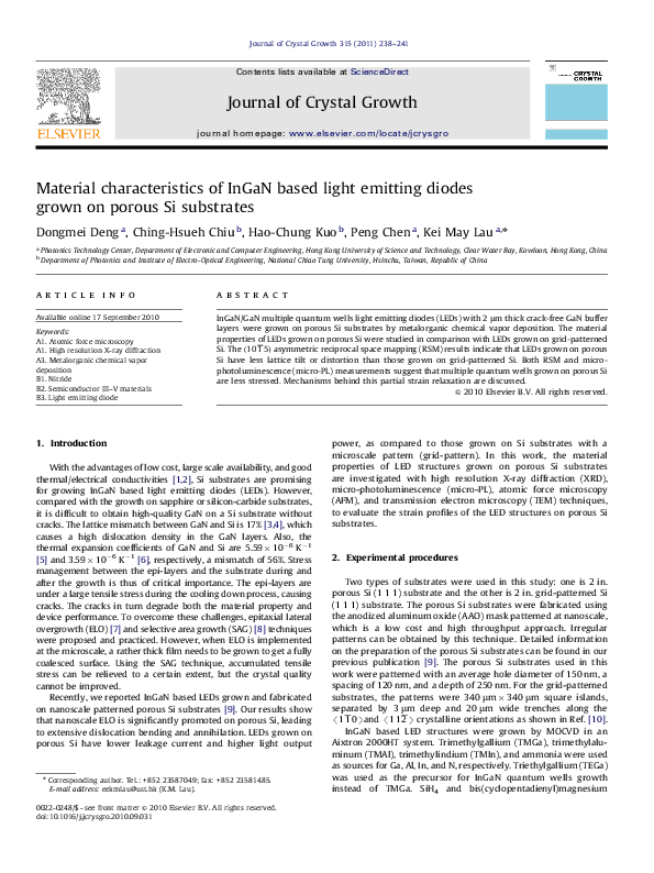 (PDF) Material characteristics of InGaN based light emitting diodes ...