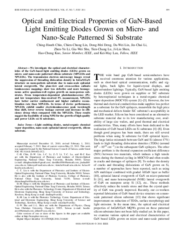 (PDF) Optical and Electrical Properties of GaN-Based Light Emitting ...