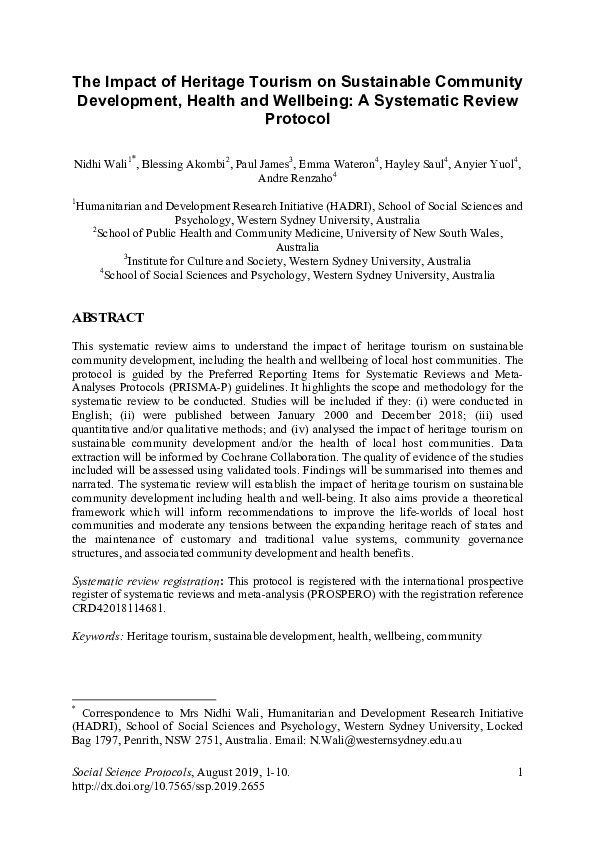 (PDF) The Impact of Heritage Tourism on Sustainable Community ...