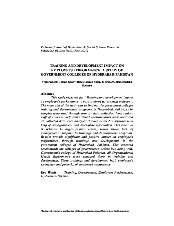 (PDF) Training and Development Impact on Employees Performance: A Study ...