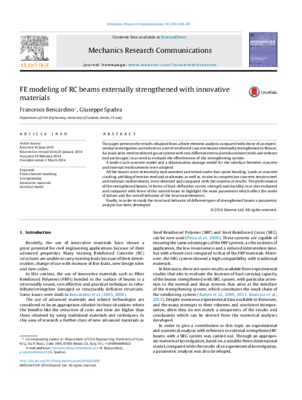 (PDF) FE modeling of RC beams externally strengthened with innovative ...