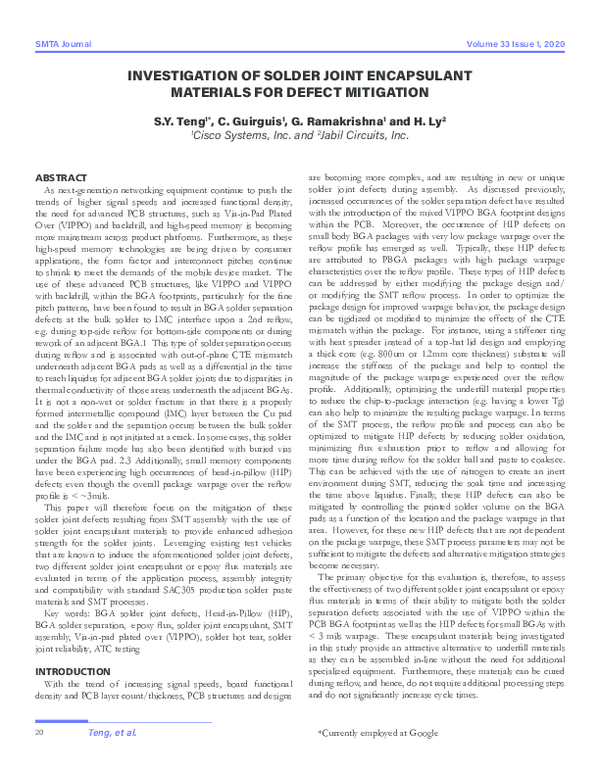 (PDF) Investigation of Solder Joint Encapsulant Materials for Defect ...