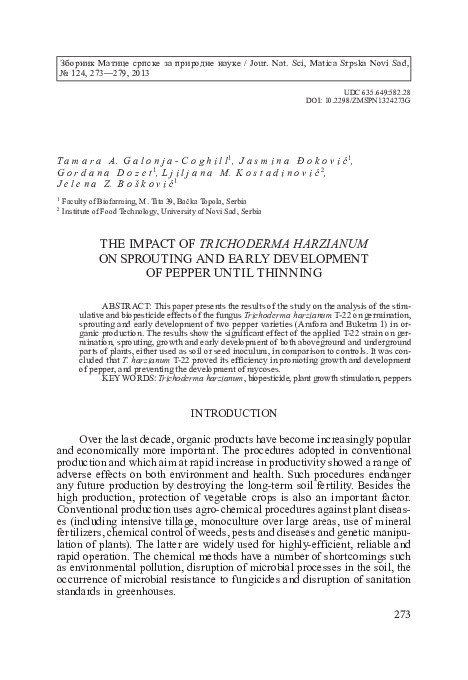 (PDF) The impact of Trichoderma harzianum on sprouting and early ...
