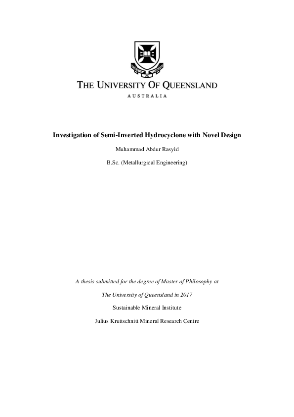(PDF) Investigation of semi-inverted hydrocyclone with novel design
