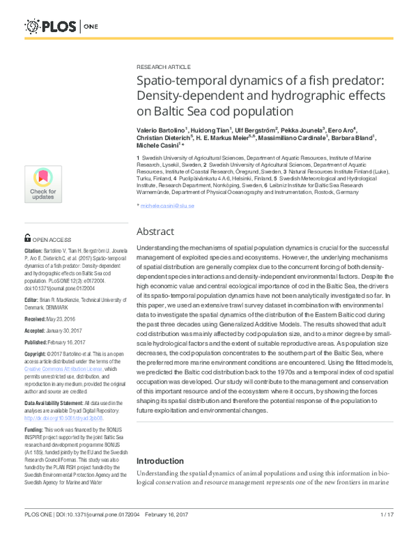 (PDF) Spatio-temporal dynamics of a fish predator: Density-dependent ...