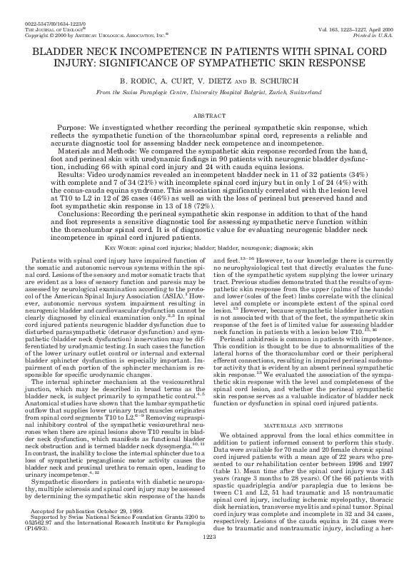 (PDF) Bladder Neck Incompetence in Patients with Spinal Cord Injury ...