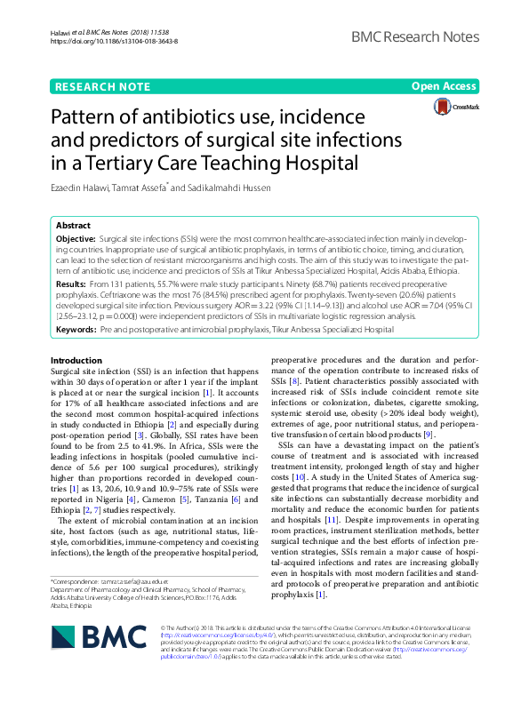 (PDF) Pattern of antibiotics use, incidence and predictors of surgical ...