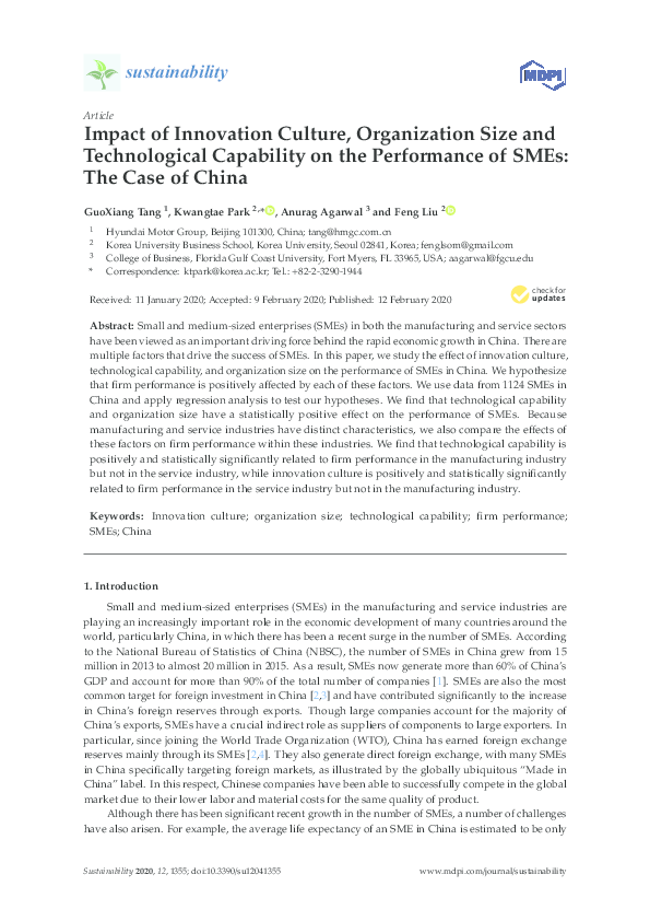 (PDF) Impact of Innovation Culture, Organization Size and Technological ...