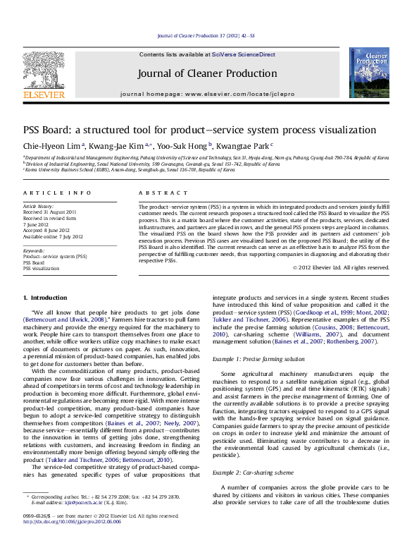 (PDF) PSS Board: a structured tool for product–service system process ...