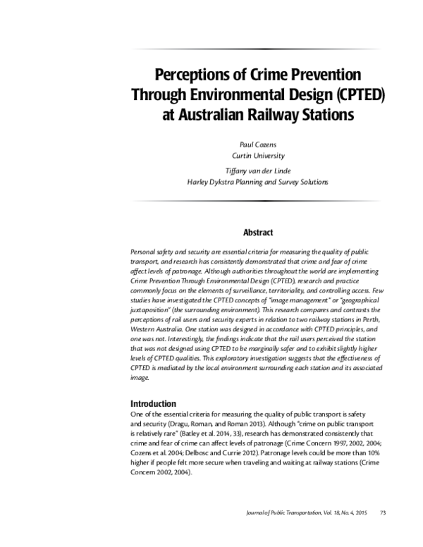 (PDF) Perceptions of Crime Prevention Through Environmental Design ...
