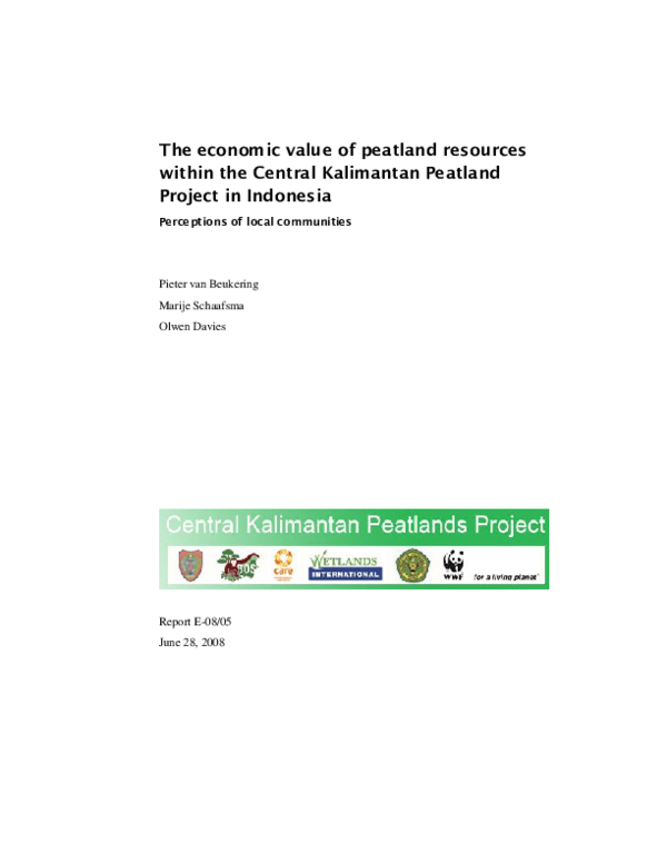(PDF) A case study on the economic valuation of peatland restoration in ...