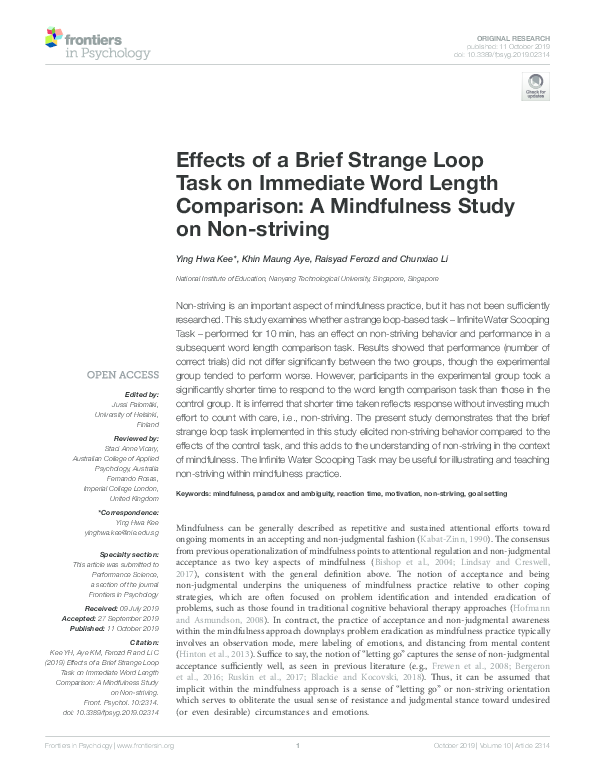 (PDF) Effects of a Brief Strange Loop Task on Immediate Word Length ...