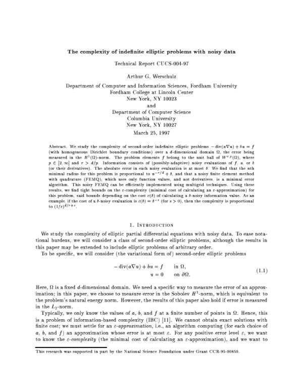 (PDF) The Complexity of Indefinite Elliptic Problems with Noisy Data