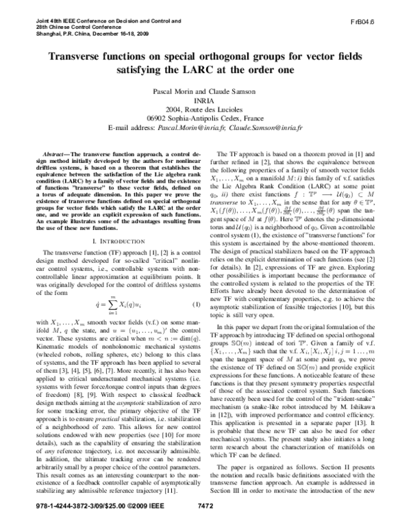 (PDF) Transverse functions on special orthogonal groups for vector ...