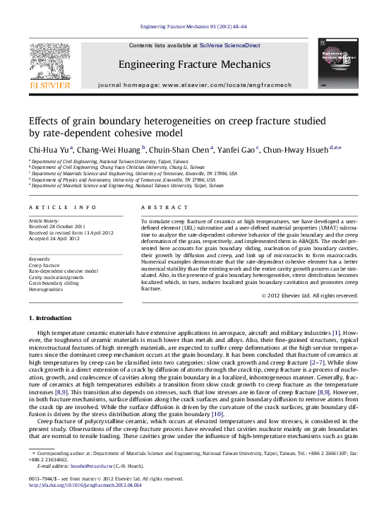 (PDF) Effects of grain boundary heterogeneities on creep fracture ...