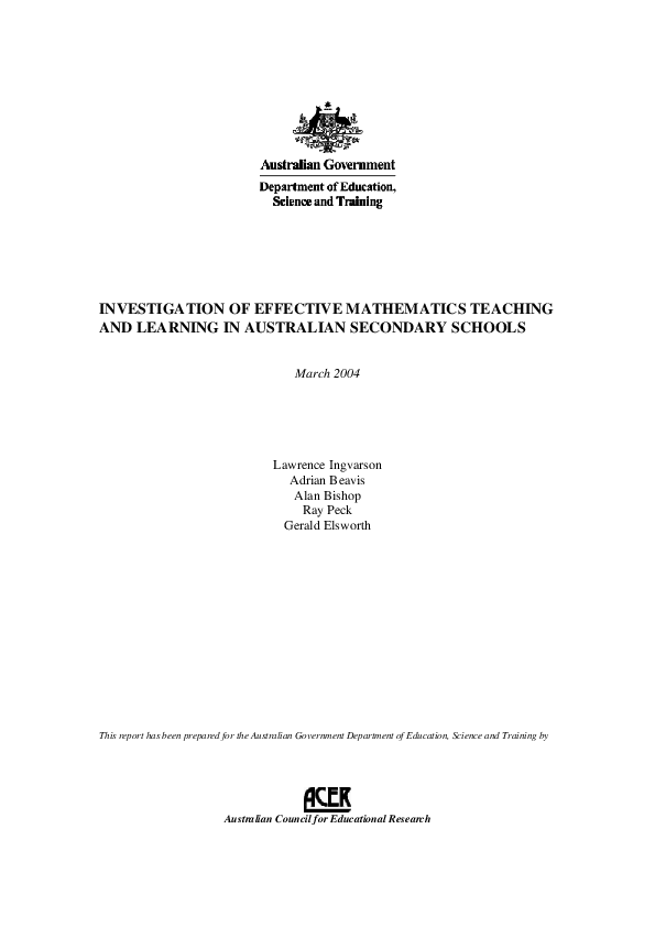 (PDF) Investigation of effective mathematics teaching and learning in ...