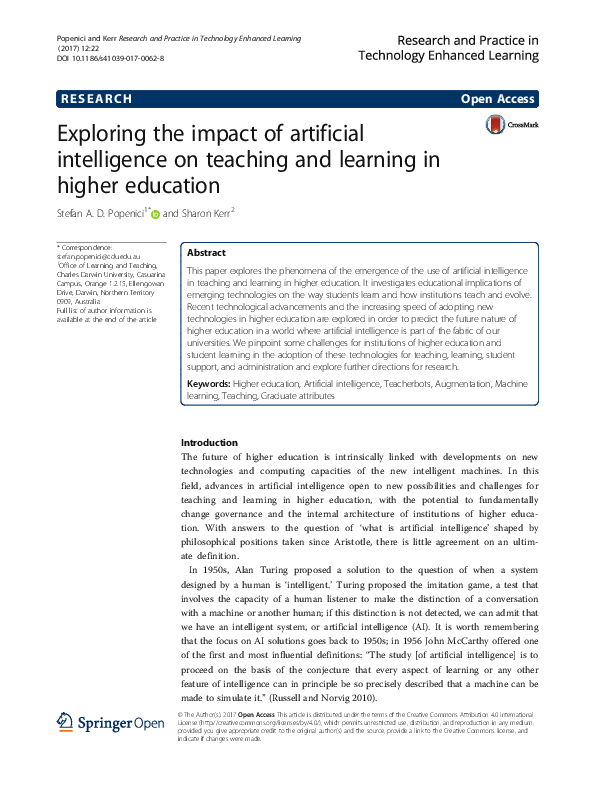 (PDF) Exploring the impact of artificial intelligence on teaching and ...