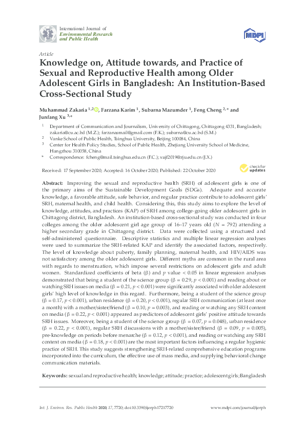 (PDF) Knowledge on, Attitude towards, and Practice of Sexual and ...