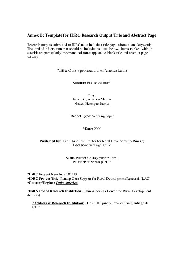 (PDF) Crisis y pobreza rural en América Latina: el caso de Brasil ...