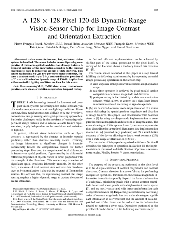 (PDF) A 128 x 128 pixel 120-db dynamic-range vision-sensor chip for ...