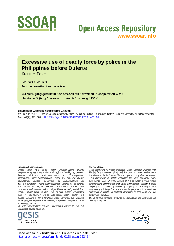 (PDF) Excessive Use of Deadly Force by Police in the Philippines Before ...