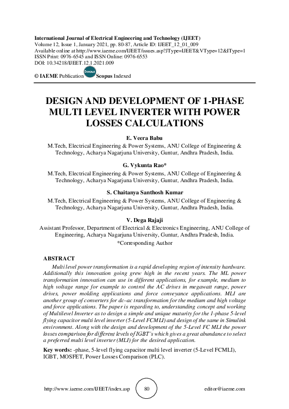 (PDF) DESIGN AND DEVELOPMENT OF 1-PHASE MULTI LEVEL INVERTER WITH POWER ...