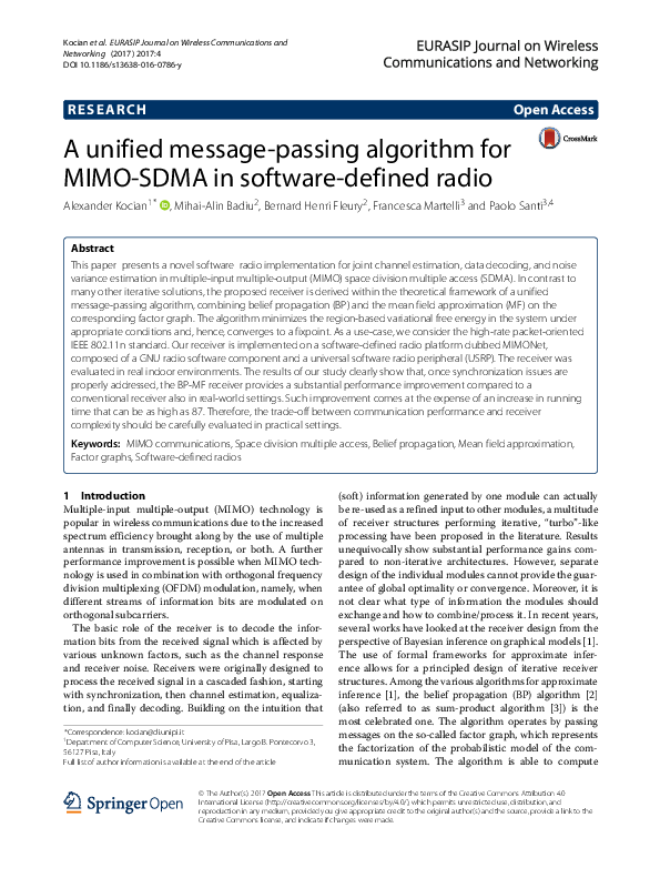 (PDF) A unified message-passing algorithm for MIMO-SDMA in software ...