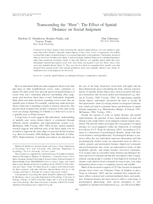 (PDF) Transcending the "Here": The Effect of Spatial Distance on Social ...